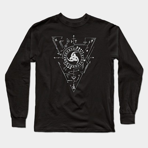 Triple Horn of Odin | Norse Pagan Symbol Long Sleeve T-Shirt by CelestialStudio